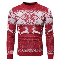 Pull Homme Fashion Noel Hiver Motif renne Rouge 